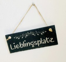 Lastra di Ardesia Posto Preferito Targa da Appendere 8x20cm Decorazione Giardino