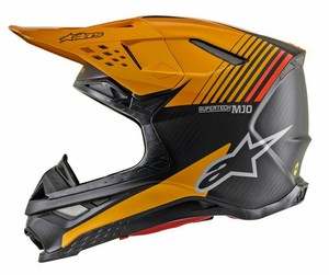 black and orange motocross helmet