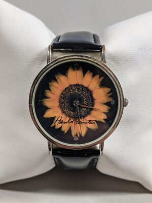 Harold Feinstein Orange Black Silver Tone Case 35 mm Black Band Watch
