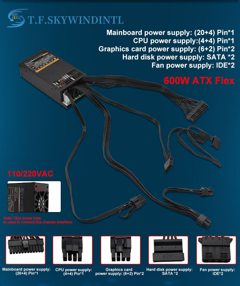 600W PC Power Supply For Enhance 7660B 1U Flex ATX PSU 600W PC Power Supply For Enhance 7660B 1U Flex ATX PSU
