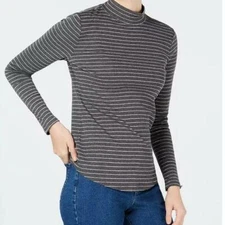 Charter Club mock neck blouse, Gray, Size M