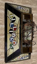 Vintage Classic Stained Glass Billiards Pool Table Wired Ceiling Light