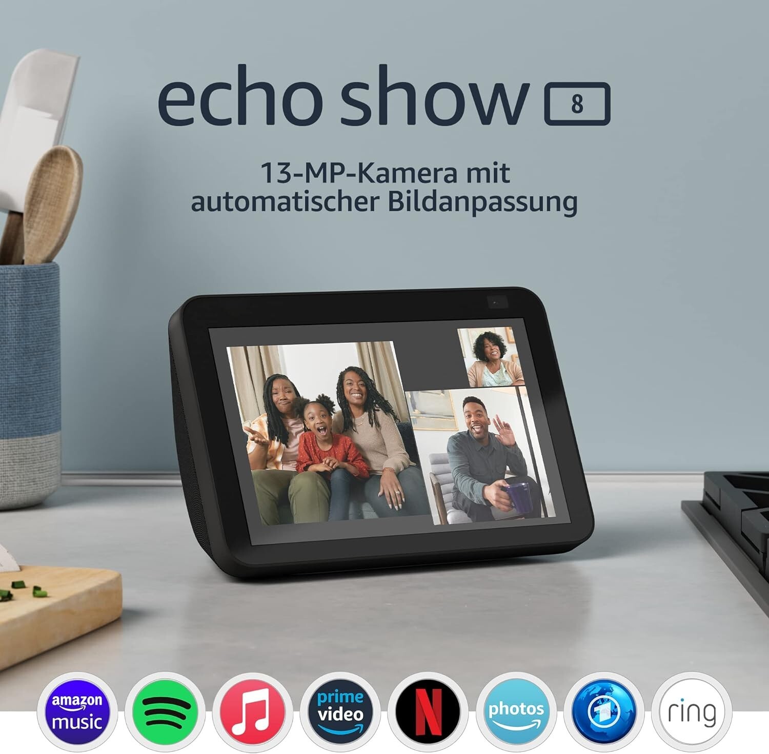 Thumbnail - Amazon Echo Show 8 (2. Gen.) Smart Display Lautsprecher - Anthrazit