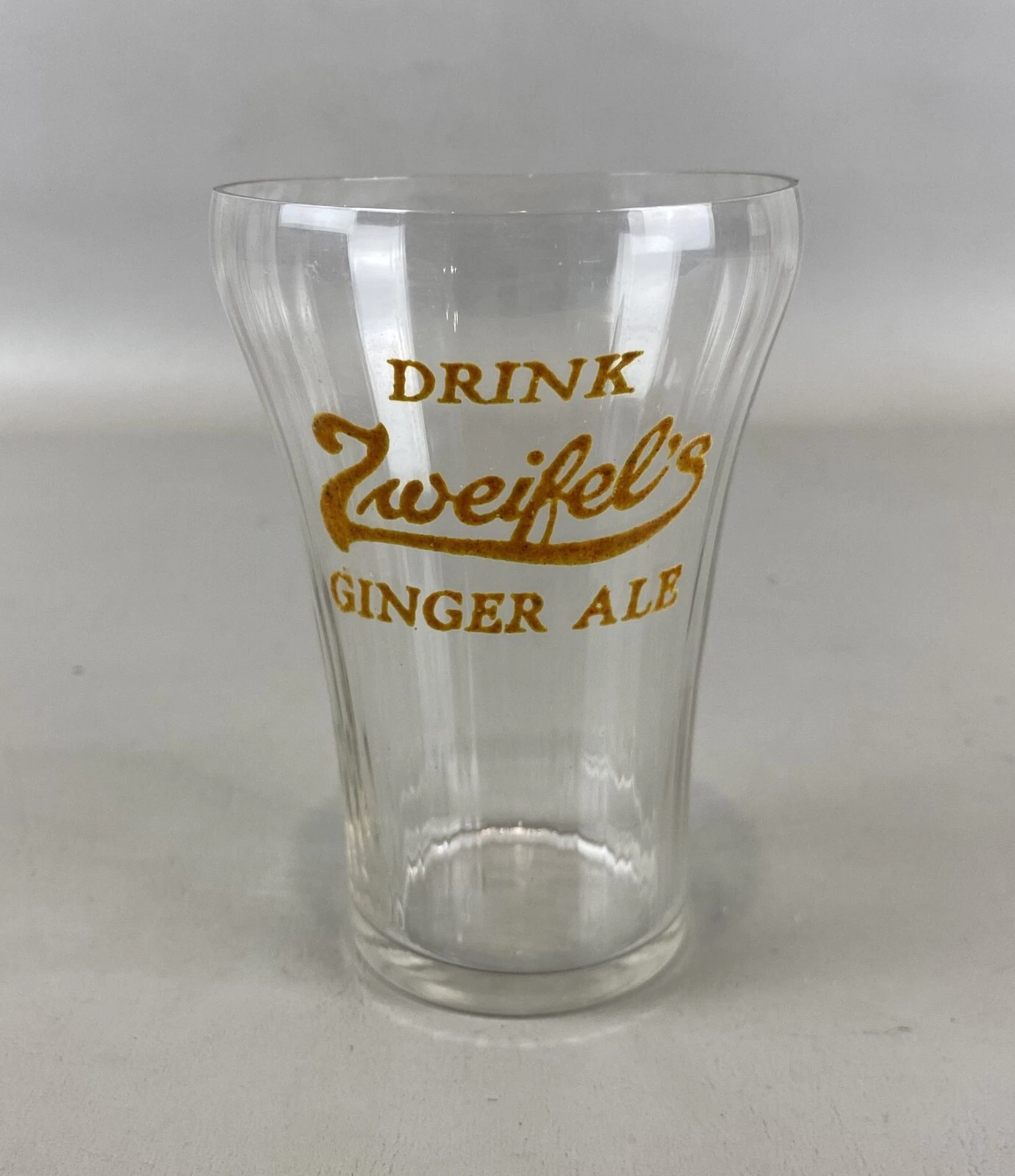Vintage ZWEIFEL'S Ginger Ale Soda Fountain Drinking Glass