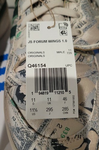 Adidas Jeremy Scott Forum Wings 1.0 Money Uomo 11.5 - NUOVE - Foto 8 di 9