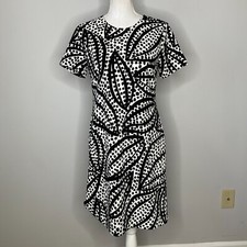 Ann Taylor Cheetah Leaf Shift Dress Women Size Small Stretch Short Sleeve