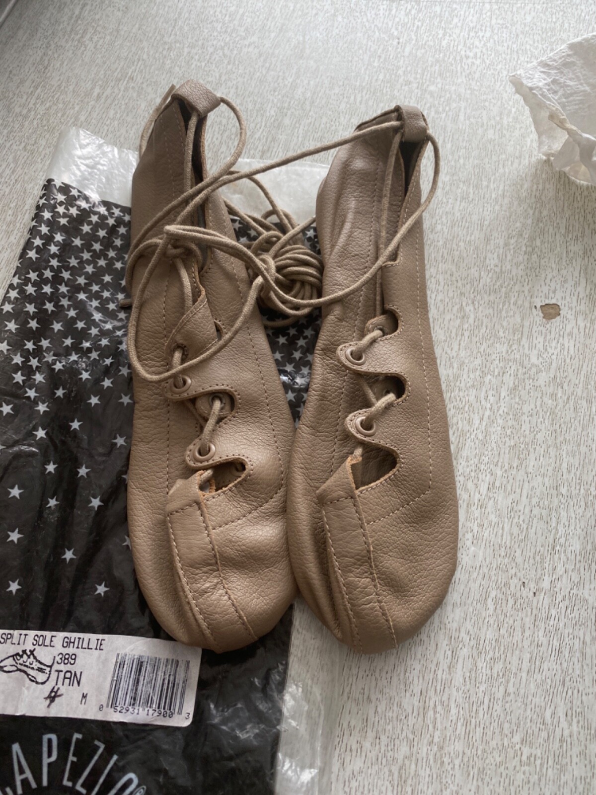 SAOLA NOS CAPEZIO Suola Split Pelle Balletto Bambino PANTOFOLA Marrone Ghillie Dance TAGLIA 4