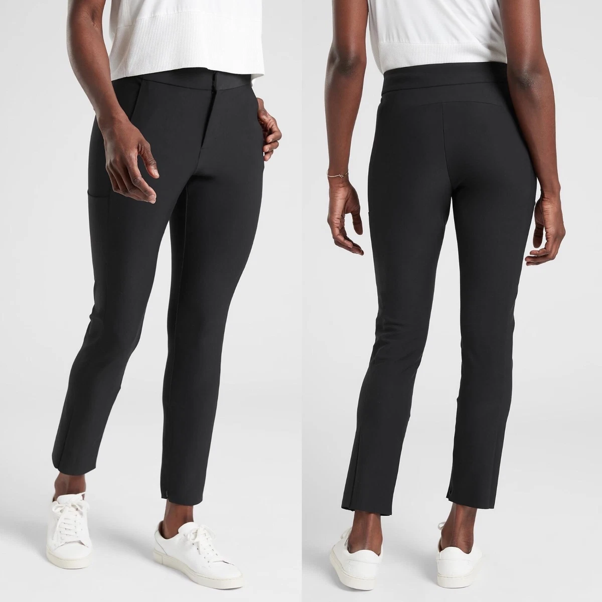 Athleta Stellar Trousers Pants Ankle Zipper Pockets Black Women's