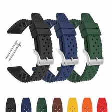 Perforated Fluorine Rubber Watch Strap Band Waterproof Sports 18 20 22 24mm