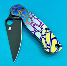 Spyderco Paramilitary 2 C81GPBK2 Custom Dual Fade K-tek Titanium Knife Scales