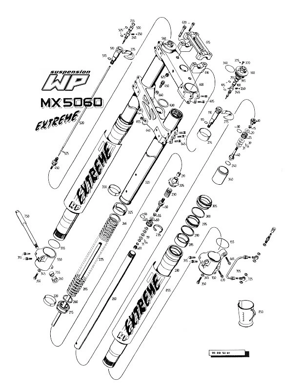Kit de revisión de horquilla KTM 640 LC4 1999 WP50 Extreme MX 5060 50 mm sellos casquillos Foto 4 de 4