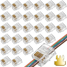 RJ11/RJ12 Pass through Connector, 30 Pack 6P6C Telephone Modular Plug Telephone
