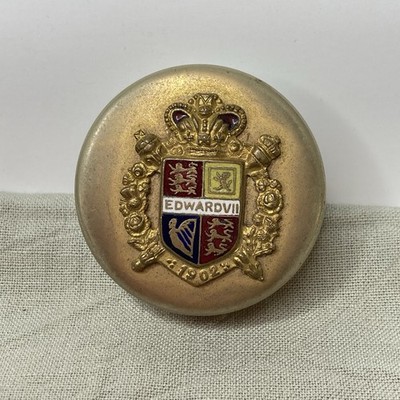 King Edward VII Pill Snuff Box Brass Coronation 1902 Vintage UK British Monarchy