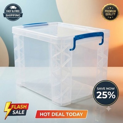 Super Stacker Storage Box with Blue Lid Locking Handles Hanging File