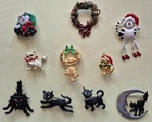 Lot of 10 vintage cat brooches Halloween Christmas JJ Jonette costume jewelry