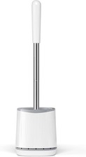 Toilet Brush and Holder Set - Bristles Bowl Brush Head with Ventilated Holder