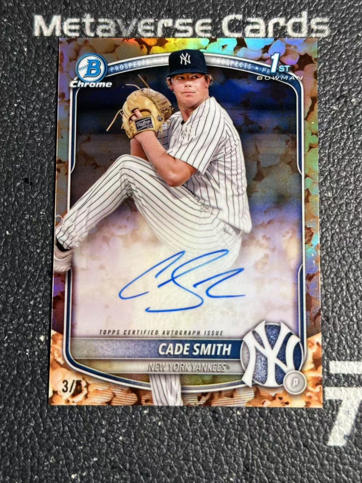 2025 Bowman Chrome Cade Smith 1st Prospect Auto Peanut Refractor /5 Yankees SSP