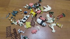 Vintage Lot of assorted mini farm animal figures playset hard plastic