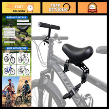 Kids Front Mounted Bicycle Seat with Handlebars  Foot Pedals, 2-5 Years, Black