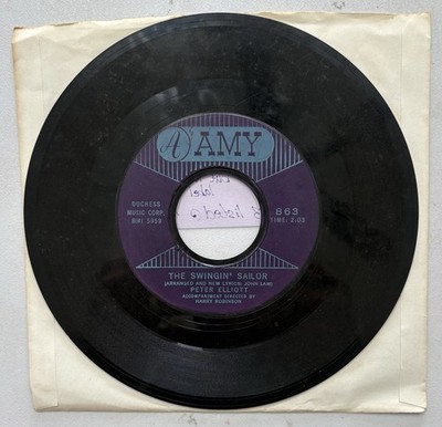 Peter Elliott The Swingin' Sailor / Tread Softly Stranger 45 RPM Record
