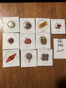 Lot of 10 vintage tin tobacco tags tobacco tag lot