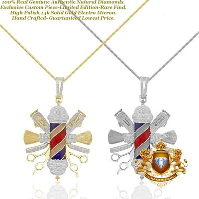 Echter Diamant 0,40 cwt. Barber Pole Charm 26 + Gramm 10K Gold über Anhänger 2,75 Zoll