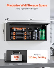 Metal Wall Cabinet, 27.56W x 12.01D x 14.02H Inch, Floating Garage Tool Cabinet