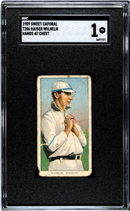1909 T206 KAISER WILHELM SWEET CAPORAL 150 HANDS @ CHEST SGC 1 BROOKLYN SUPERBAS