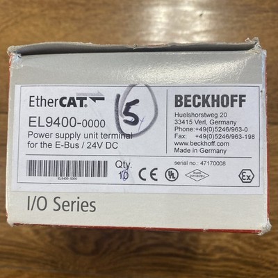BECKHOFF EL9400 POWER SUPPLY TERMINAL FOR E-BUS REFRESH 24V DC 2A