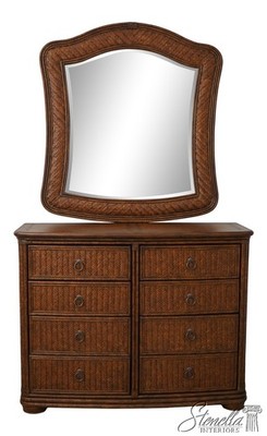 L62410/12: LEXINGTON Henry Link Leather Rattan Chest w. Mirror