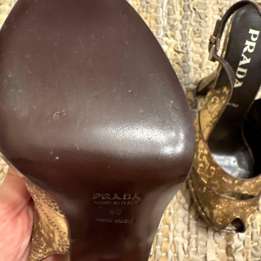 PRADA Python Print Open Toe Heels Sandals Size 38… - image 5