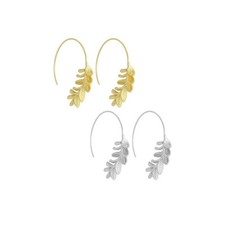 Gold Silver Wheart flower Leaf Shape Hoop Earrings, Sku L740