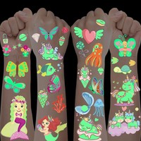 MäDchen Tattoo Set Glitzer TemporäR Tattoos Kinder Einhorn Meerjungfrau