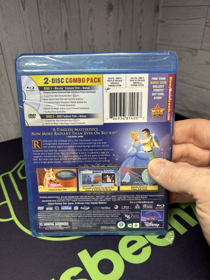 Disney Cinderella Diamond Edition Blu-ray + DVD 2-Disc Combo – Factory Sealed - Image 4 of 4