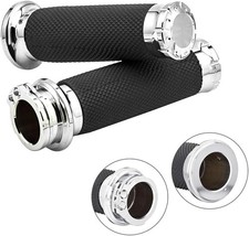 Benlari Chrome 1" Motorcycle Handlebar Grips for Harley Sportster Touring Dyna