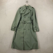 Vintage Military Raincoat Mens 34L Quarpel Army Green 274 Trench Coat USA 70s