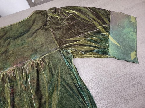 Blouse verte Y2K Roz & Ali avec broderie dorée et cravate string Renaissance taille L - Photo 15/24