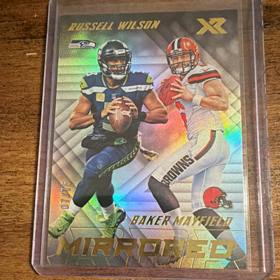 Panini 2018 XR Football Russell Wilson Baker Mayfield /75 Mirrored Insert #M-1