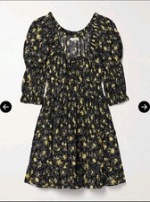 DÔEN Ismene Floral Mini Dress XXL NWT Shirred Puff Sleeve Organic Cotton