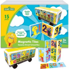 CreateOn "Sesame Street" Magnetic Tiles, Kids Building Toy, 14 pcs, Ages 3