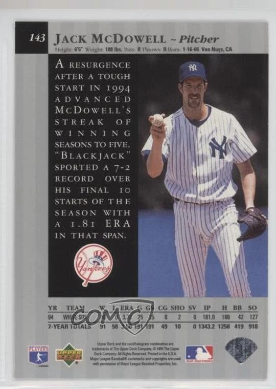 1995 Upper Deck Special Edition Jack McDowell #143 - Image 2 of 2