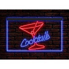 Cocktails Bar Pub Beer Club Man Cave Illuminate Neon Sign Dual Color Two Tone