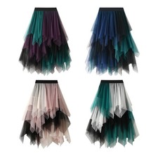 Damen T&uuml;llrock, Halbrock, A Linie, Trendiges Kleid, MIDI L&auml;nge, Feenrock, Tutu