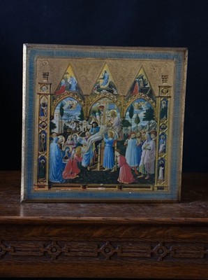 Vintage Italian Religious Print Alinari Firenze Framed Gothic Style 36cm