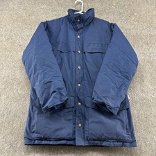 VINTAGE Eddie Bauer Jacker Mens L Blue Navy Puffer Goose Down Snap Goretex 90s