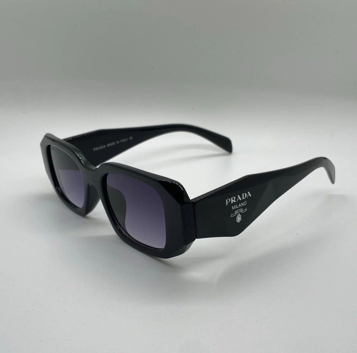 Pre-Owned Prada 211024 Unisex Sunglasses-Black PRADA Black Square Sunglasses for Men for sale | eBay main image 4