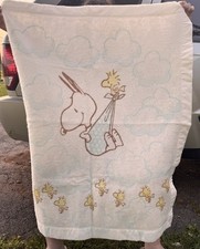 Vtg Northstar Chatman Peanuts Snoopy Woodstock Baby Blanket Crib Quilt 39x44 TS1