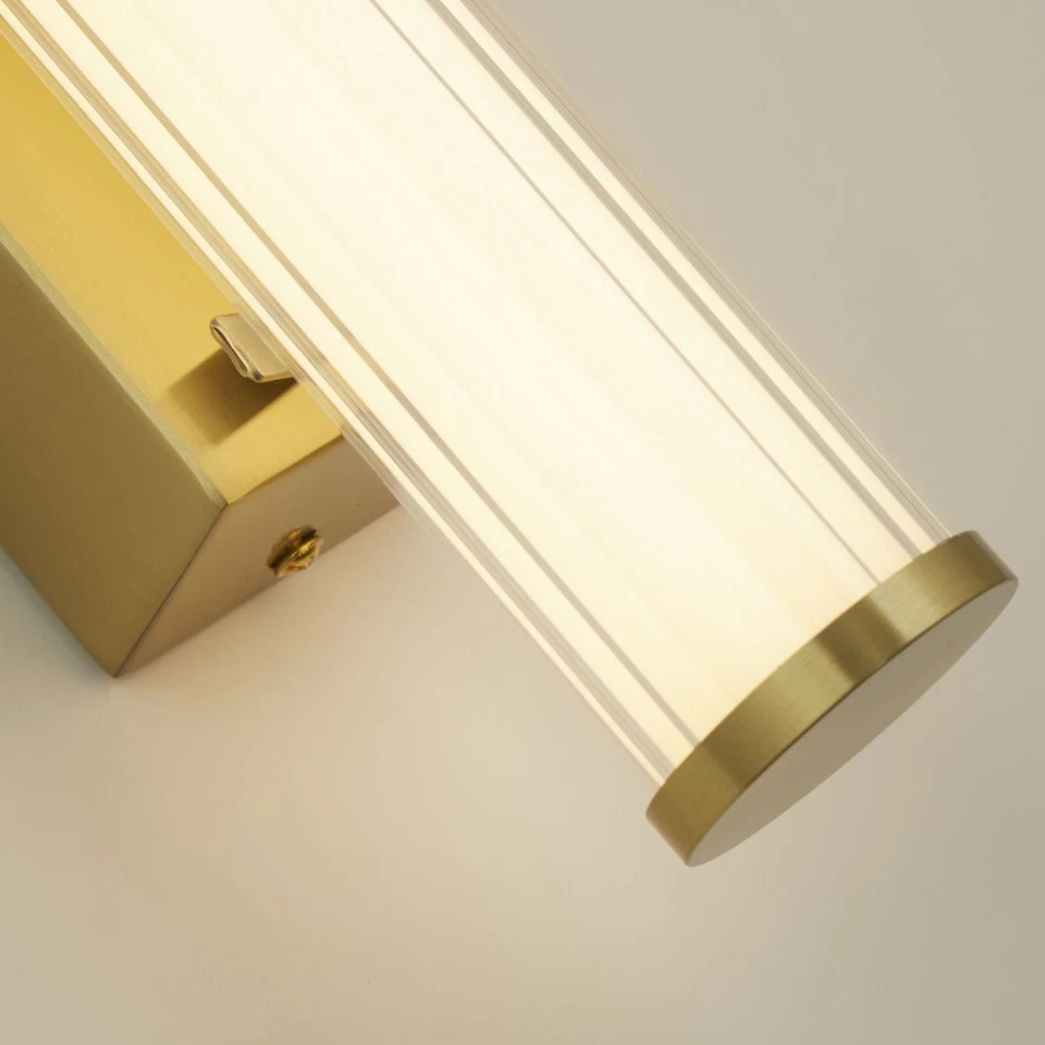LED Wandlampe Badezimmer Glas Metall IP44 3000 K H:32,5 cm Bad Wandleuchte Gold - Bild 3 von 4