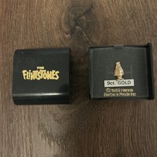 RARE 1989 Fred Flintstone 9ct Gold Tie/Lapel Pin, Hanna-Barbera in original box