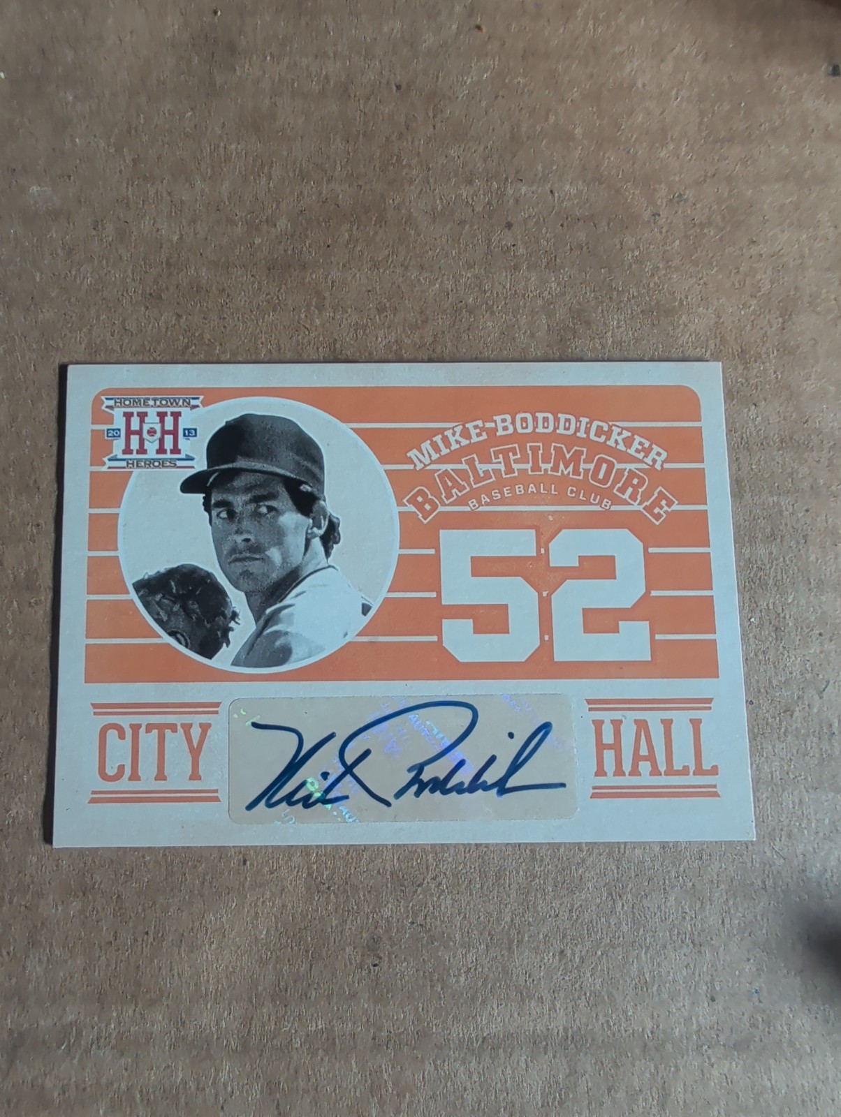 2013 Panini Hometown Heroes MIKE BODDICKER Orioles City Hall AUTO Orioles !!